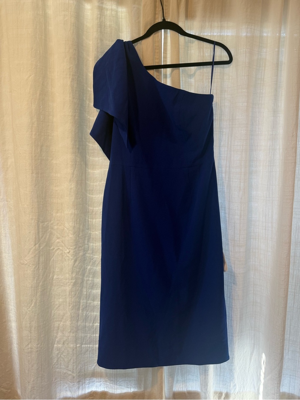 Dress the Population Blue One Shoulder Bow Midi Dress XL NWT